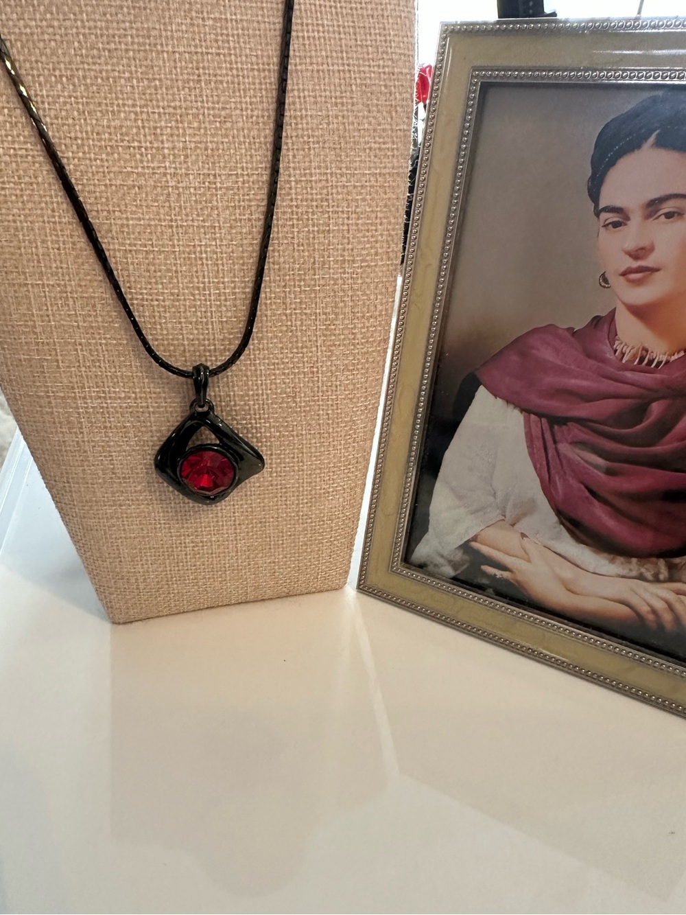 Yves Saint Laurent YSL Gunmetal Red Crystal Necklace Signed Adjustable Rare - Picture 2 of 15